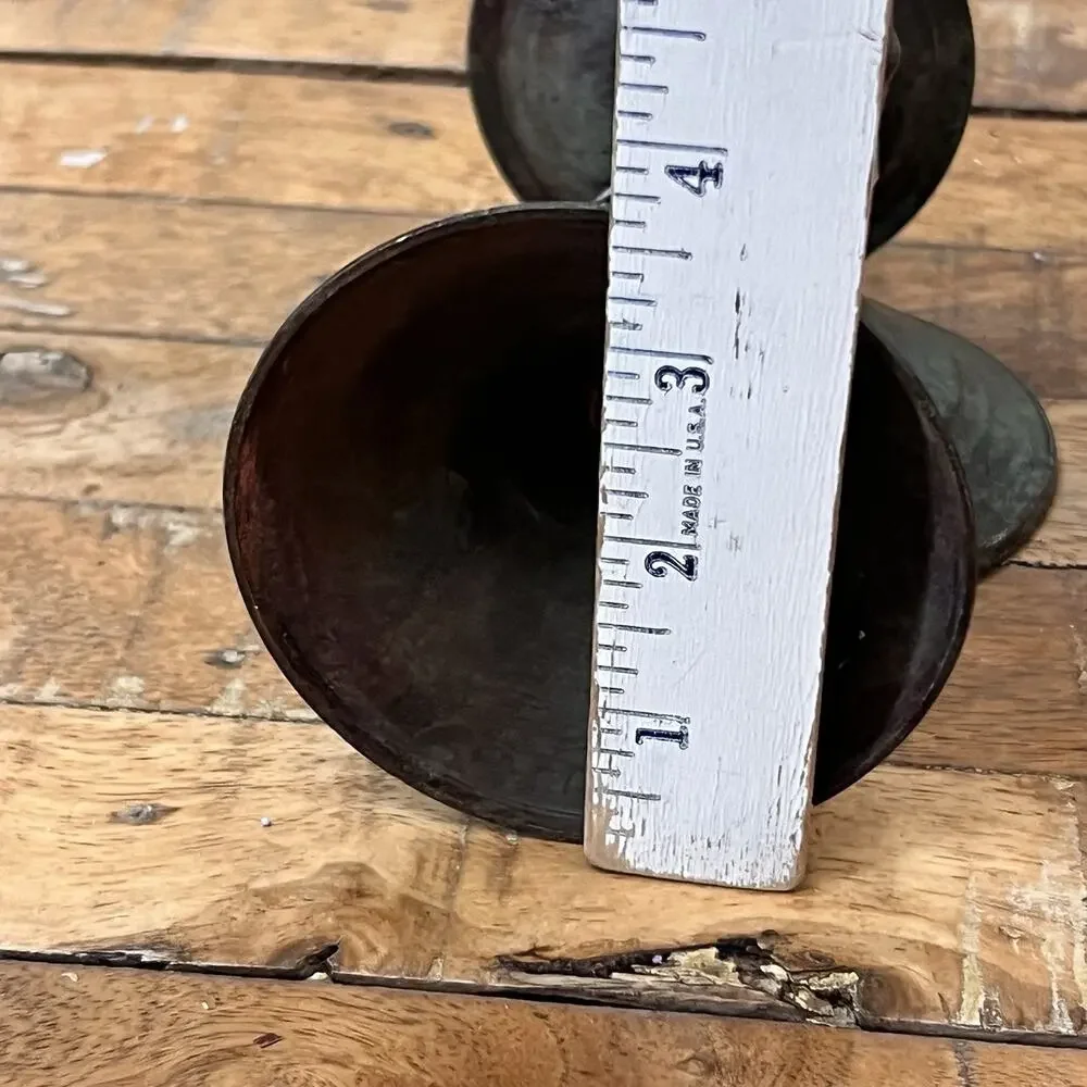 Vintage Brass Pillar Candle Holders Set of 2 Turned Stem Design